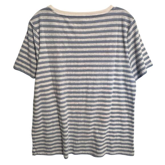 Talbots Shells & Lobster Tee Womens XL Blue Striped Nautical Knit Top - Picture 4 of 9
